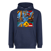 Navy excavator seamless pattern Heavyweight Hoodie - BundleAndBundleShop