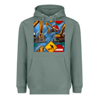 Sage excavator seamless pattern Heavyweight Hoodie - BundleAndBundleShop