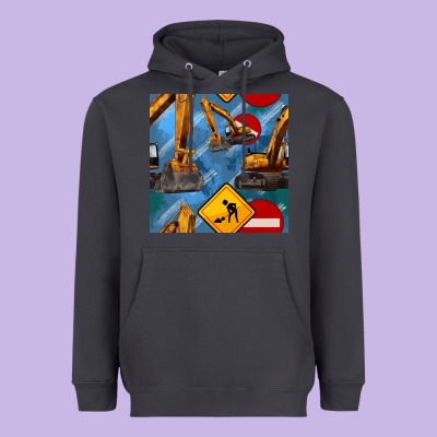 Excavator Seamless Pattern Heavyweight Hoodie Designed By Bundleandbundleshop