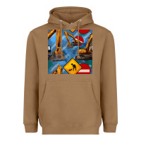 Toasted Coconut excavator seamless pattern Heavyweight Hoodie - BundleAndBundleShop