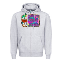 Heather Grey iced coffee sarcasm Zipper Hoodie - RacoonDesign