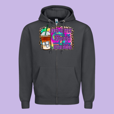 Iced Coffee Sarcasm Zipper Hoodie Designed By Racoondesign