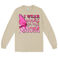 Mushroom I Wear Pink For My Mom with Butterfly Long Sleeve Tee - texasbilliewilder