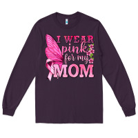 Plum I Wear Pink For My Mom with Butterfly Long Sleeve Tee - texasbilliewilder