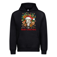 Black Merry Christmas With Bull skull Urban Hoodie - BundleAndBundleShop