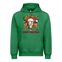 Emerald Merry Christmas With Bull skull Urban Hoodie - BundleAndBundleShop