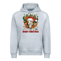 Heather Grey Merry Christmas With Bull skull Urban Hoodie - BundleAndBundleShop