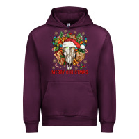 Mauve Wine Merry Christmas With Bull skull Urban Hoodie - BundleAndBundleShop