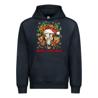 Navy Merry Christmas With Bull skull Urban Hoodie - BundleAndBundleShop