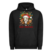 Pigment Black Merry Christmas With Bull skull Urban Hoodie - BundleAndBundleShop