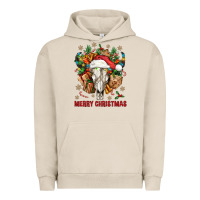 Pigment French Oak Merry Christmas With Bull skull Urban Hoodie - BundleAndBundleShop