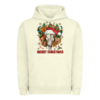 Pigment Pistachio Merry Christmas With Bull skull Urban Hoodie - BundleAndBundleShop
