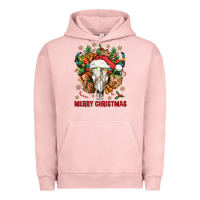 Pigment Salmon Merry Christmas With Bull skull Urban Hoodie - BundleAndBundleShop