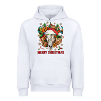 White Merry Christmas With Bull skull Urban Hoodie - BundleAndBundleShop