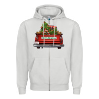 Dove Grey Christmas trees truck Zipper Hoodie - FaDigitalArtStudio
