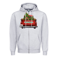 Heather Grey Christmas trees truck Zipper Hoodie - FaDigitalArtStudio