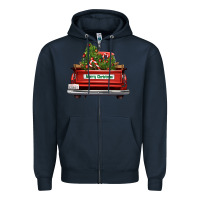 Navy Christmas trees truck Zipper Hoodie - FaDigitalArtStudio