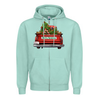 Seafoam Christmas trees truck Zipper Hoodie - FaDigitalArtStudio