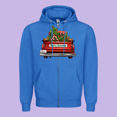 Christmas Trees Truck Zipper Hoodie Designed By Fadigitalartstudio