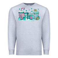 Heather Grey winter Christmas tree cakes coffee Premium Sweatshirt - Jasminsmagicworld