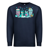 Navy winter Christmas tree cakes coffee Premium Sweatshirt - Jasminsmagicworld