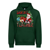 Forest Green Santa's Favorite Teacher Urban Hoodie - BundleAndBundleShop