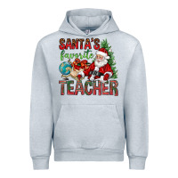 Heather Grey Santa's Favorite Teacher Urban Hoodie - BundleAndBundleShop