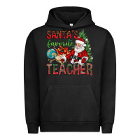 Pigment Black Santa's Favorite Teacher Urban Hoodie - BundleAndBundleShop
