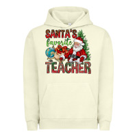 Pigment Pistachio Santa's Favorite Teacher Urban Hoodie - BundleAndBundleShop