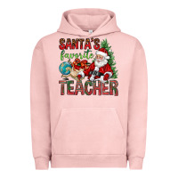 Pigment Salmon Santa's Favorite Teacher Urban Hoodie - BundleAndBundleShop