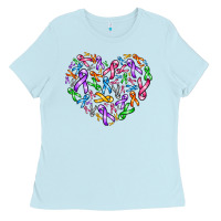 Baby Blue cancer ribbon heart Ladies Tee - AdoDesignShop