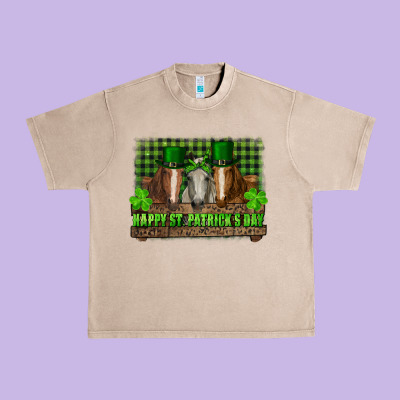 Urban Heavy Tee happy st. patrick's day horses with leprechaun hat and bandana