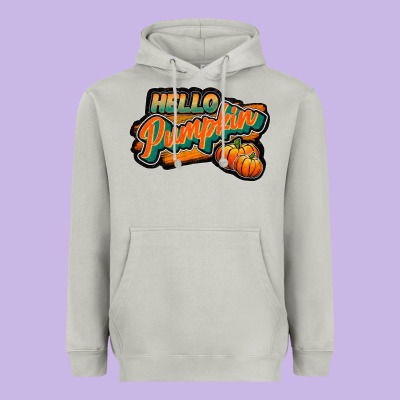 Hello Pumpkin Black Heavyweight Hoodie Designed By Jahusdesignshop