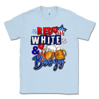 Dusty Blue Red white and boozy 4th of july Classic Tee - CowGirlArtShop