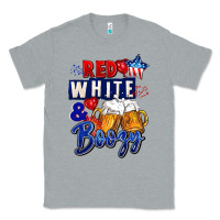 Heather Grey Red white and boozy 4th of july Classic Tee - CowGirlArtShop