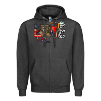 Charcoal Heather america nurse Zipper Hoodie - CowhideDigitalArt