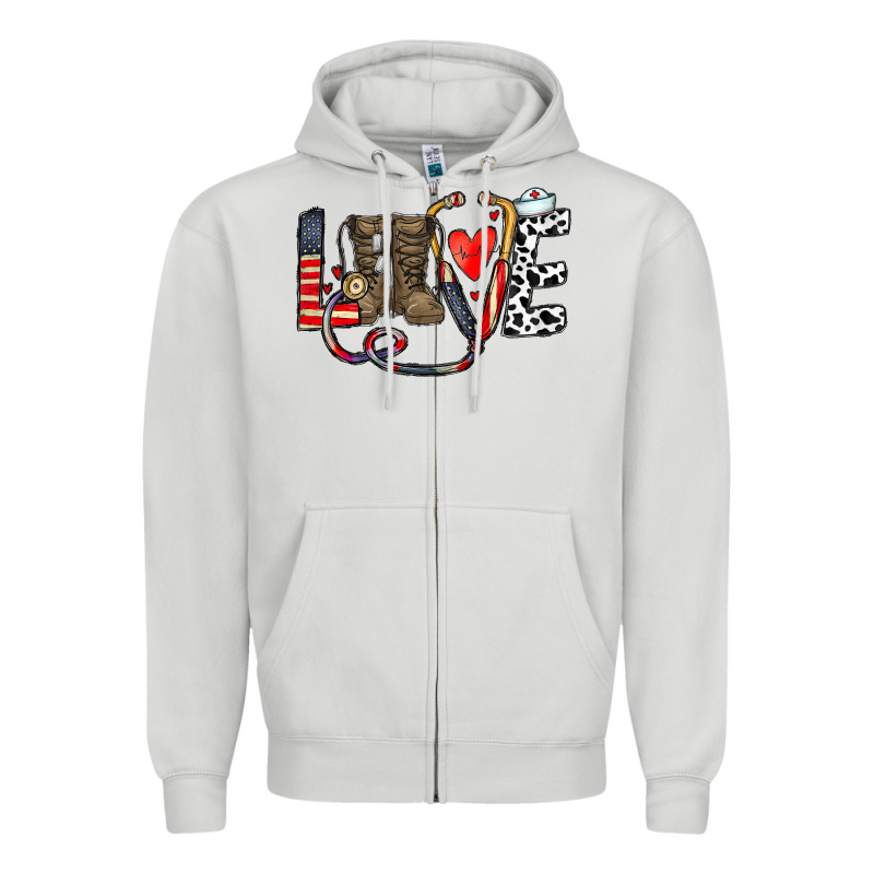 America Nurse Zipper Hoodie by CowhideDigitalArt | Teevron
