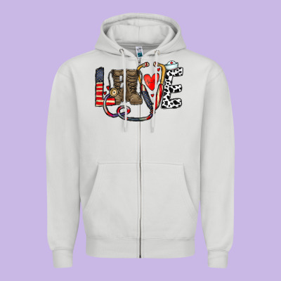 America Nurse Zipper Hoodie Designed By Cowhidedigitalart