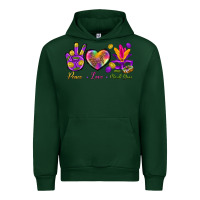 Forest Green Peace Love Mardi Gras Urban Hoodie - BundleAndBundleShop
