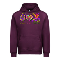 Mauve Wine Peace Love Mardi Gras Urban Hoodie - BundleAndBundleShop