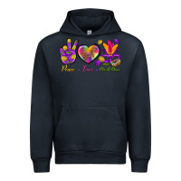 Navy Peace Love Mardi Gras Urban Hoodie - BundleAndBundleShop