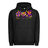 Pigment Black Peace Love Mardi Gras Urban Hoodie - BundleAndBundleShop