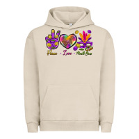 Pigment French Oak Peace Love Mardi Gras Urban Hoodie - BundleAndBundleShop