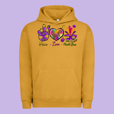 Peace Love Mardi Gras Urban Hoodie Designed By Bundleandbundleshop
