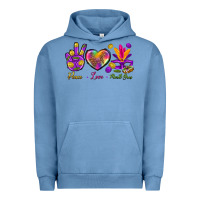 Pigment Pebble Blue Peace Love Mardi Gras Urban Hoodie - BundleAndBundleShop