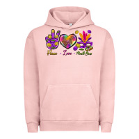 Pigment Salmon Peace Love Mardi Gras Urban Hoodie - BundleAndBundleShop