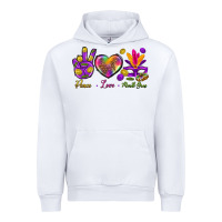 White Peace Love Mardi Gras Urban Hoodie - BundleAndBundleShop