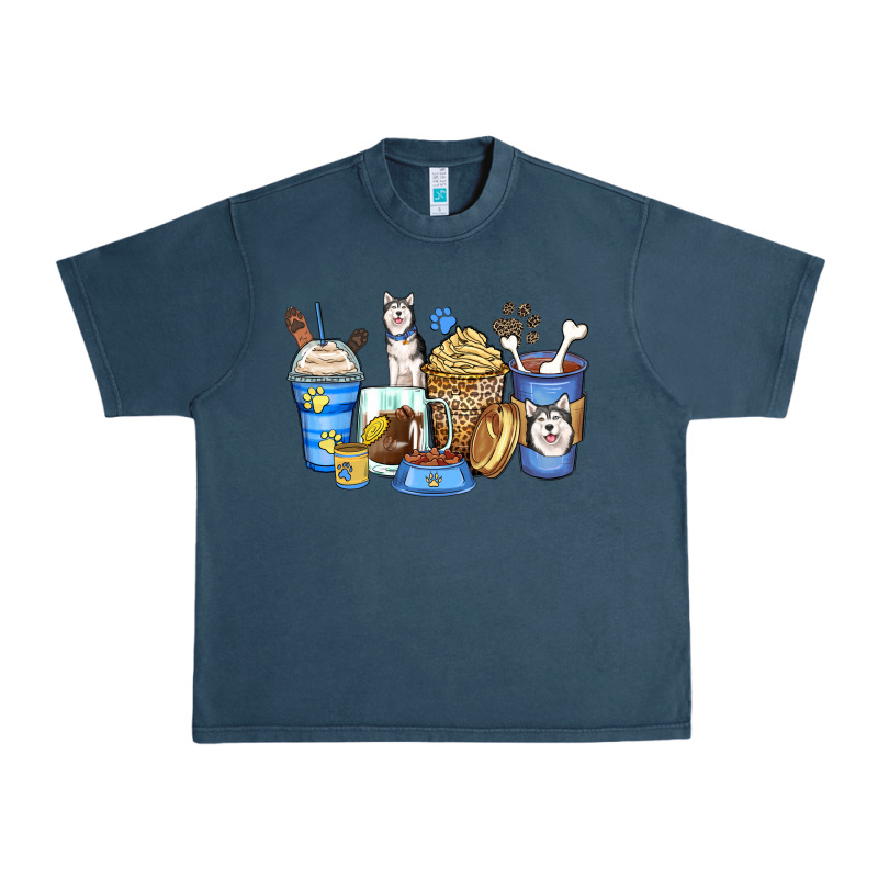 Siberian Husky Coffee Cups Urban Heavy Tee by Zillion Design Studio | Teevron