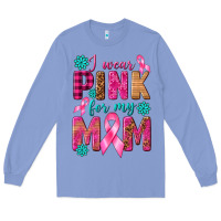 Colony Blue I Wear Pink For My Mom with Butterfly Long Sleeve Tee - texasbilliewilder
