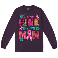 Plum I Wear Pink For My Mom with Butterfly Long Sleeve Tee - texasbilliewilder